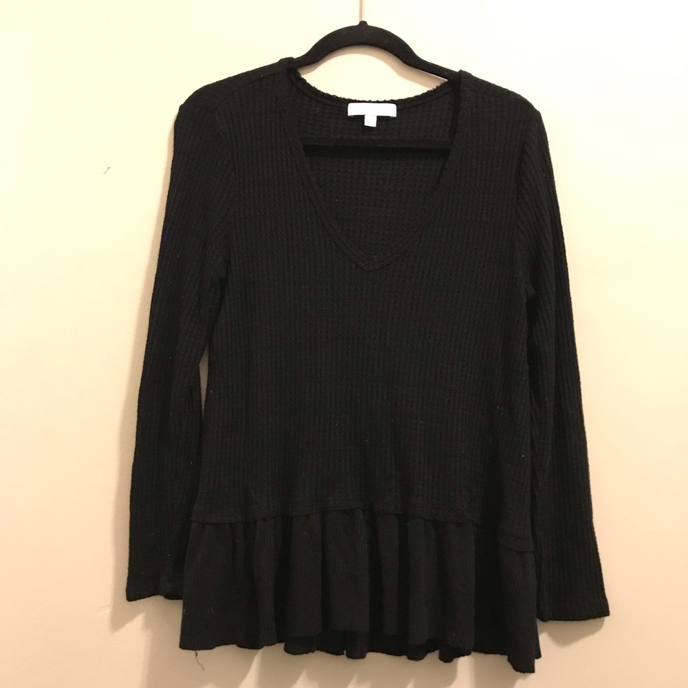 Anthropologie Waffle Knit V-Neck Shirt